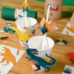 6 Pailles en papier Dinosaures